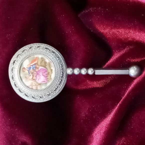 Vintage Limoges Fragonard Mini/Petite/Purse Mirror With Scene Of Courting Couple - Picture 2 of 12